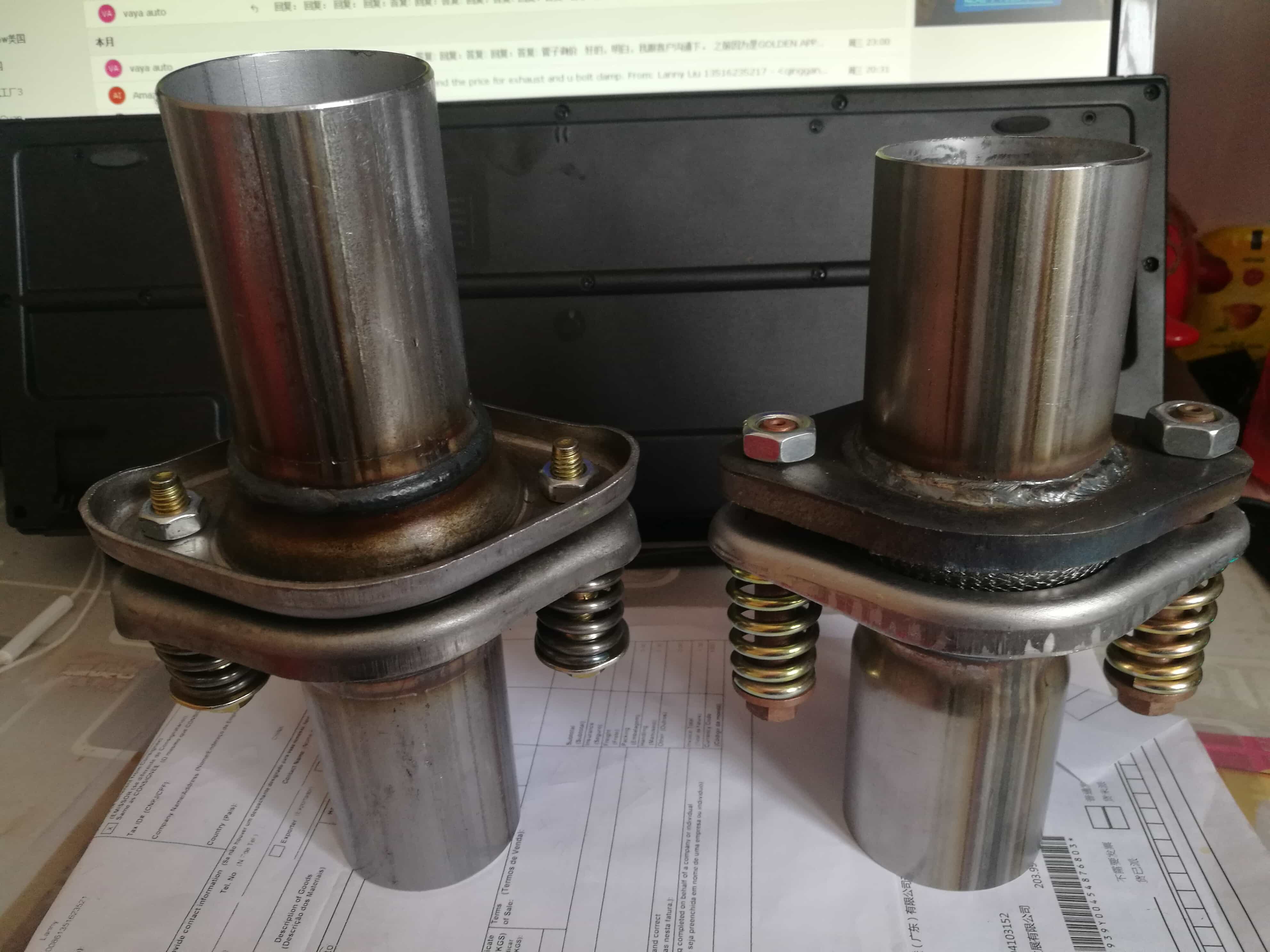 Exhaust Spherical Joint with Flat Flange and Concave Flange