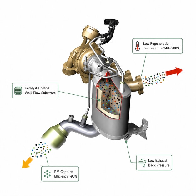 Diesel Aftertreatment System DPF Catalyst Illustration
