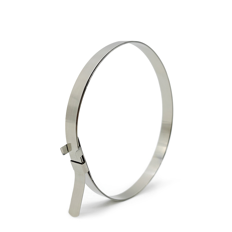 Stainless steel CV joint boot clamp close-up