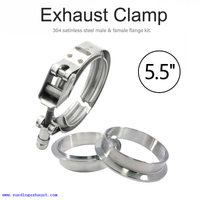 5.5" Quick Release V-Band With Flanges Stainless Turbo Down pipe Exhaust Clamp