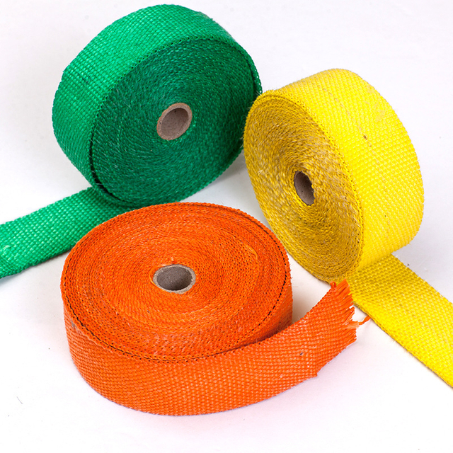 Colored fiberglass exhaust wrap roll for high temperature use