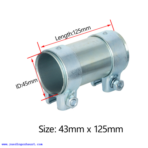 45mm X 125 Universal Double Clamp Exhaust Sleeve Connector