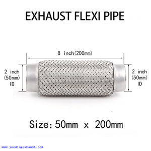 51mm x 200mm Weld On Exhaust Flexi Pipe Flex Joint Flexible Tube Repair