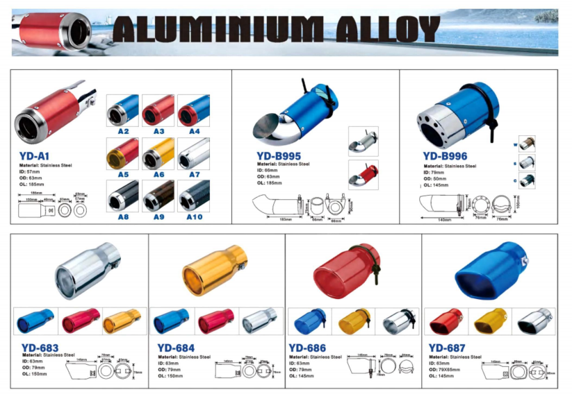 auuminium alloy exhaust tip