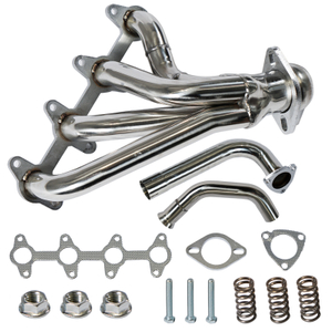 Stainless steel exhaust header for Chevy S10 – front angle view