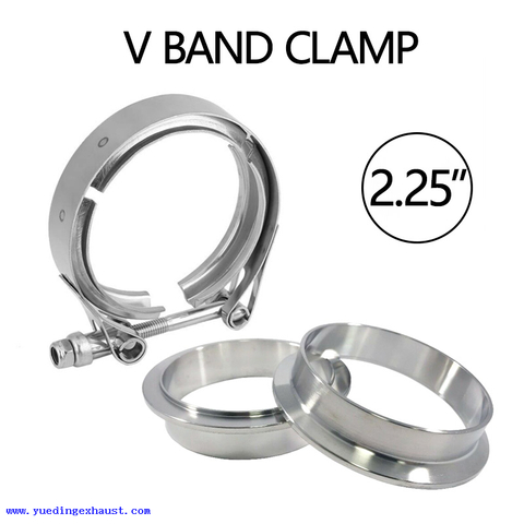 2.25" Stainless V Band Clamp 2 1/4" Exhaust Flange Kit MALE FEMALE DESIGN