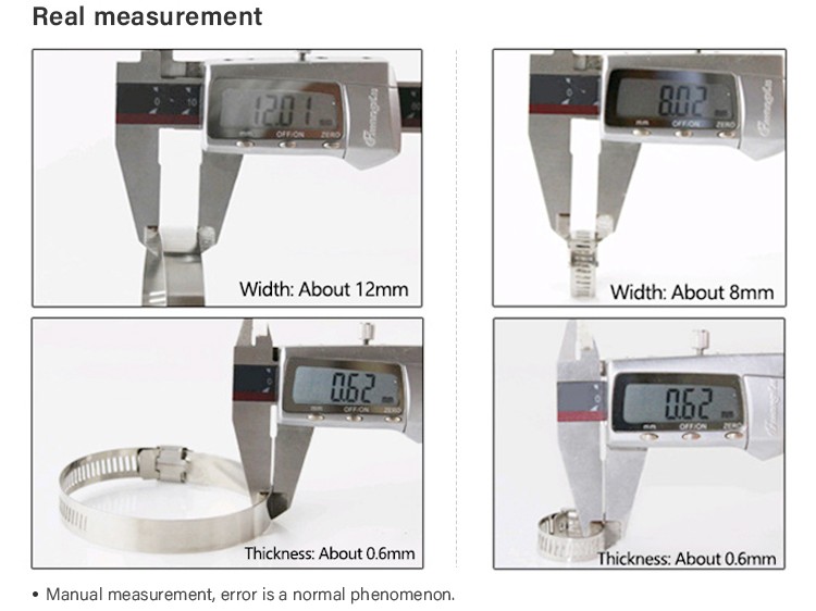American Hose Clamp Steel Band Measurement Diagram