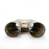 Custom X-pipe fitting in polished stainless steel