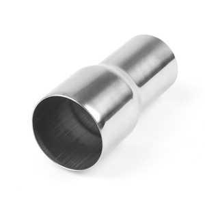 Stainless steel exhaust pipe adapter reducer in angled view