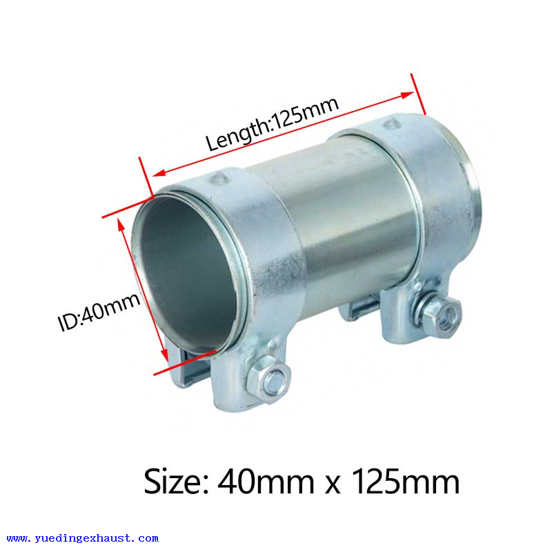 40 X 125mm Heavy Duty Exhaust Pipe Connector Sleeve Double Clamp Tube Adapter
