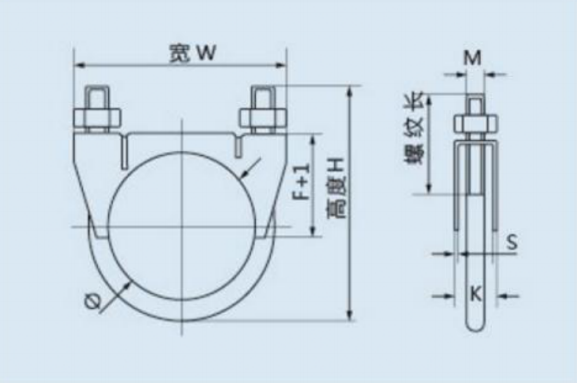 U BOLT CLAMP Structural dimension drawing