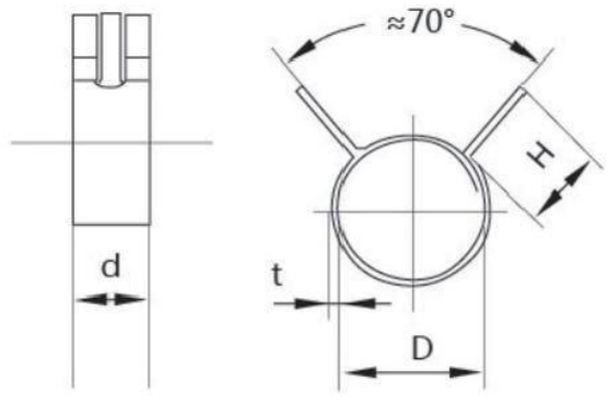 YDCT Spring Clamp Size Specification Diagram
