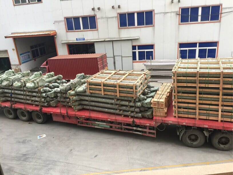 Truck exhaust pipes loading in factory