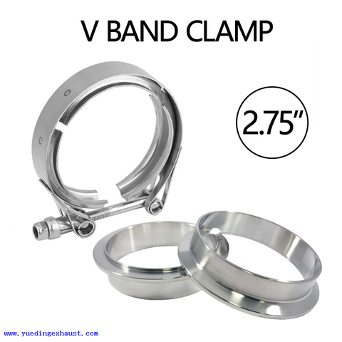 2.75" V Band Clamp Stainless 2 3/4" Exhaust Flange Kit MALE FEMALE DESIGN