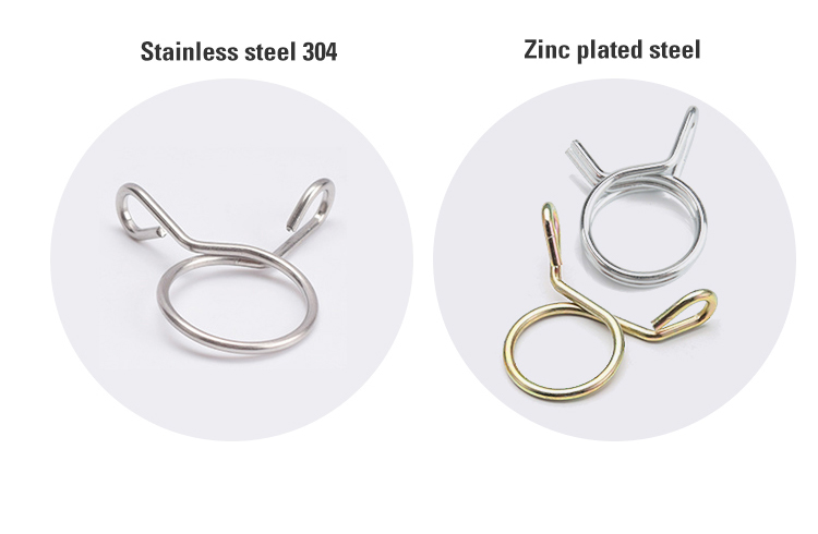 Wire spring clamps in two different materials