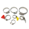 Various types of American hose clamps display