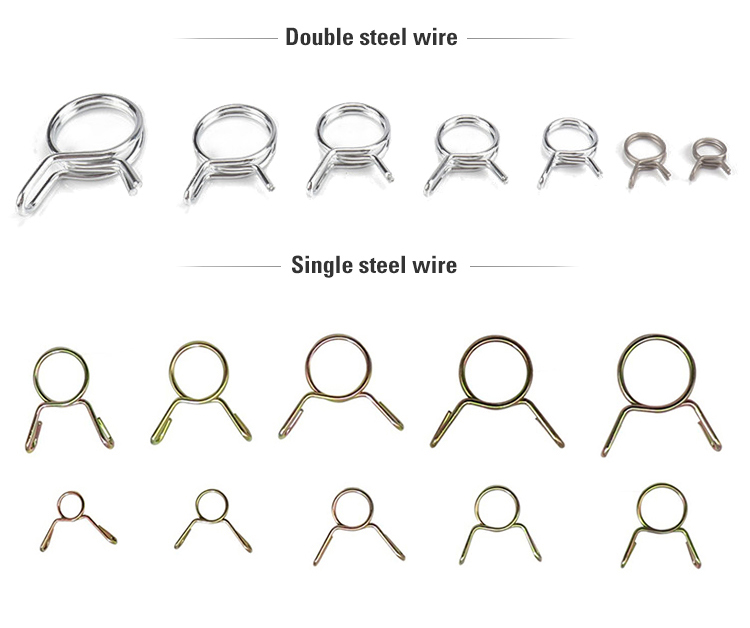Two different types of steel wire spring clamps