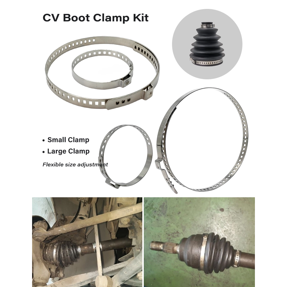 Corrosion-resistant axle boot clamp in use