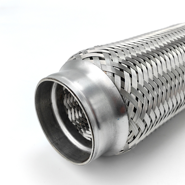 Interlock-style automotive exhaust flex connector