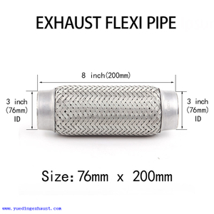76mm x 200mm Exhaust Flexi Pipe Weld On Flex Joint Flexible Tube Repair