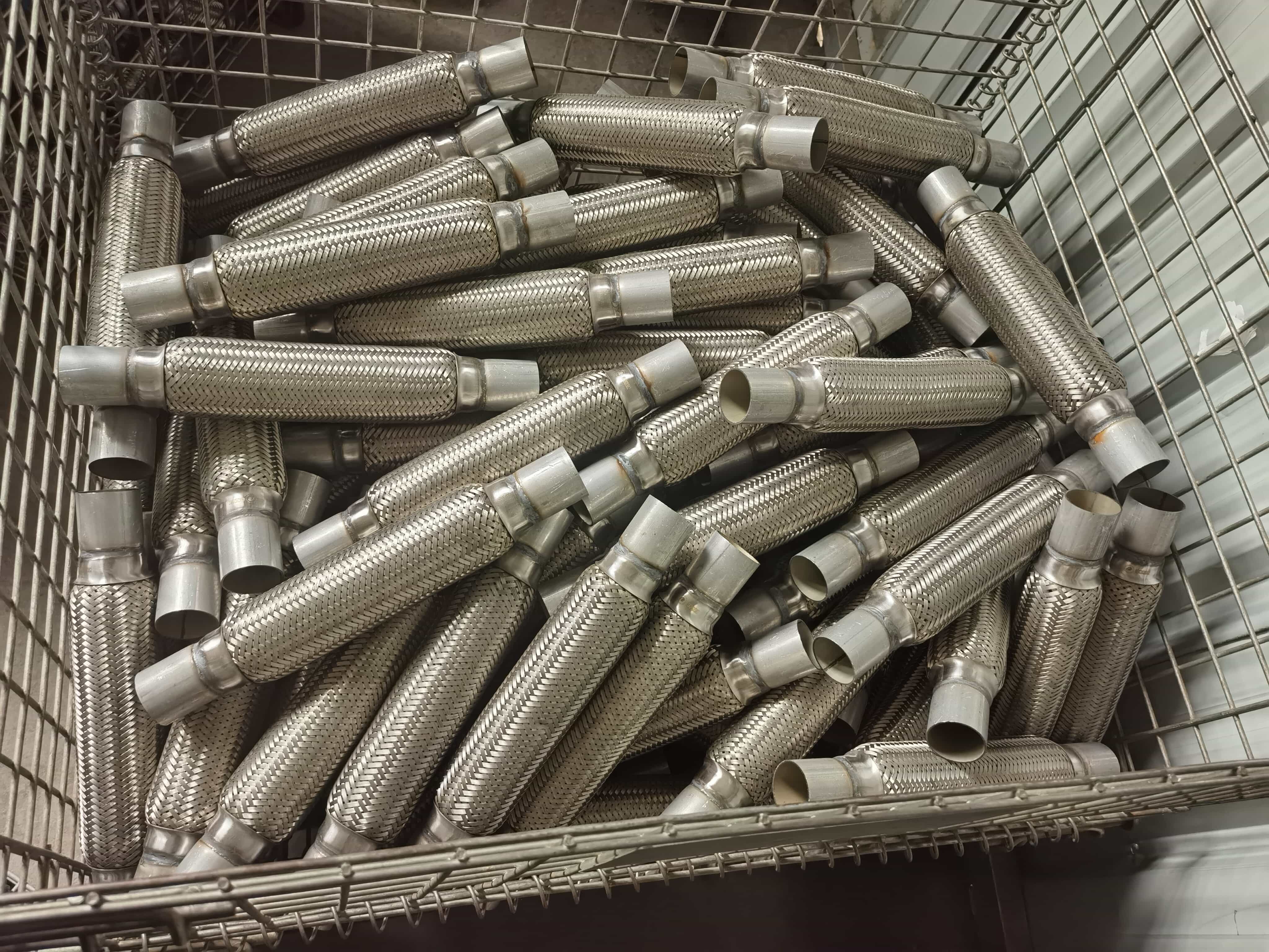 Production drawing of automotive exhaust corrugated pipe with nipple