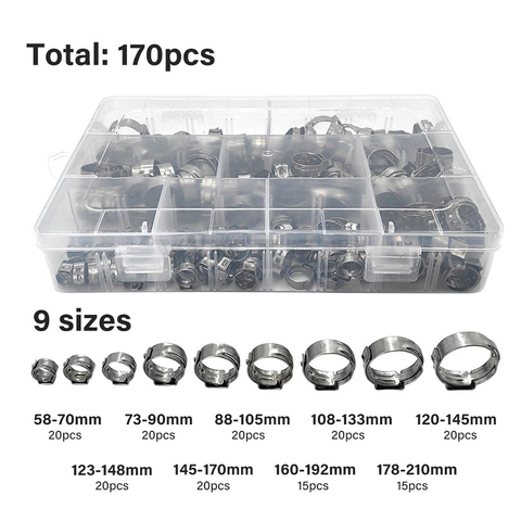 Full-size Single Ear Hose Clamp Assortment Kit