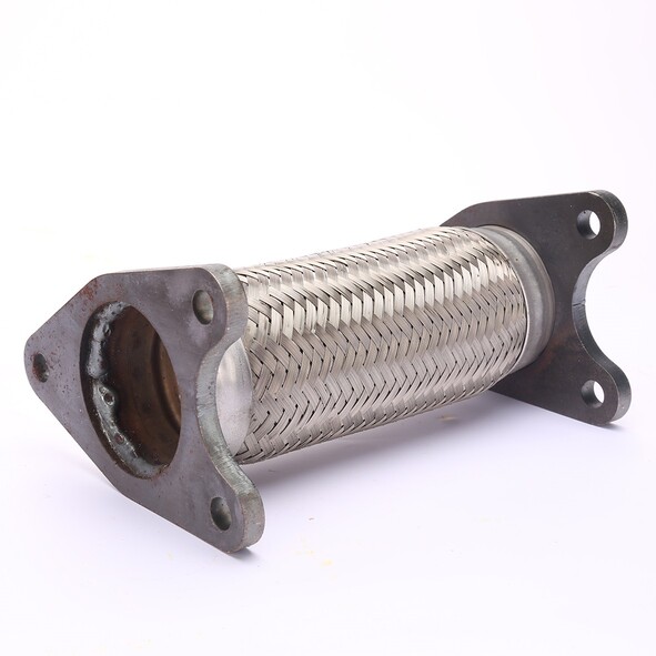 Direct-fit exhaust bellows with weld-on flange assembly