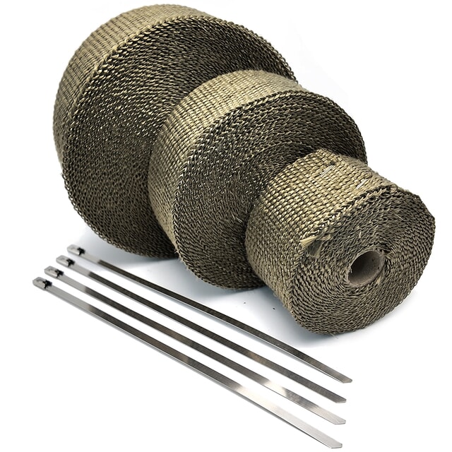 Basalt exhaust heat wrap kit with stainless steel ties