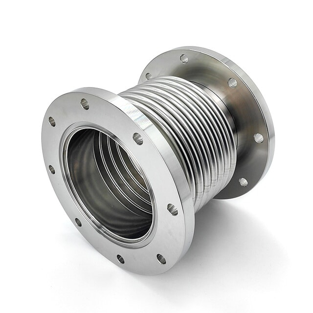 Stainless steel flanged metal bellows expansion joint with circular pipe flanges