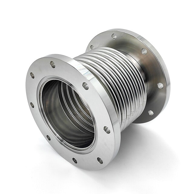 Stainless steel flanged metal bellows expansion joint with circular pipe flanges