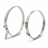 Pull-type and perforated CV boot clamps for securing automotive CV joint boots