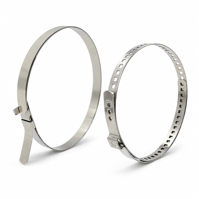 Pull-type and perforated CV boot clamps for securing automotive CV joint boots