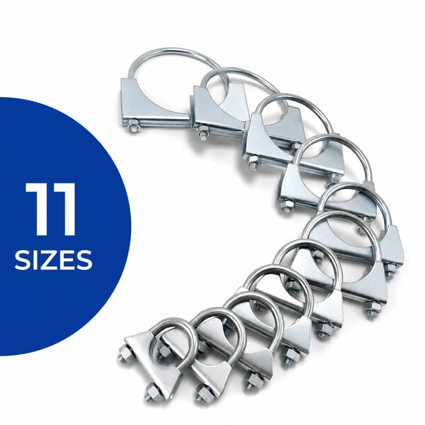 U-bolt exhaust clamps in 11 available sizes