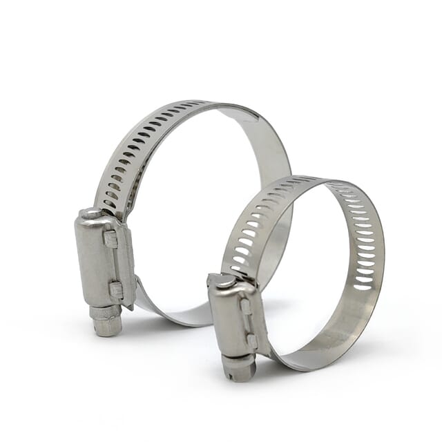 American-style hose clamp structure and band detail