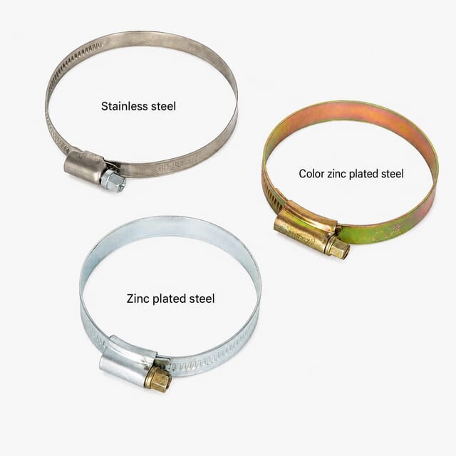 Three surface finish options for British type hose clamps