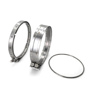 DPF clamp kit with flat band clamp, V-band clamp and metal ring