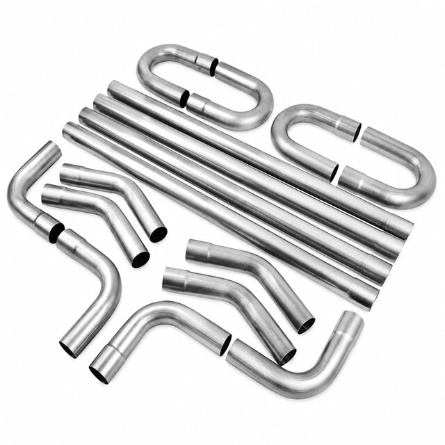 Stainless steel exhaust pipes, straight tubes and bent pipe sections