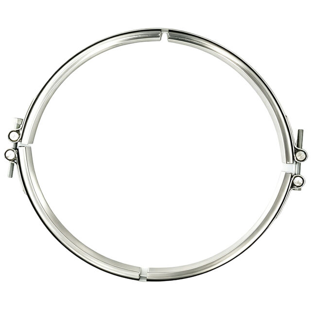 IVECO DPF V-band clamp with dual-bolt fastening ends.