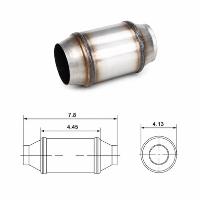 TWCAT004 compact universal catalytic converter dimensions