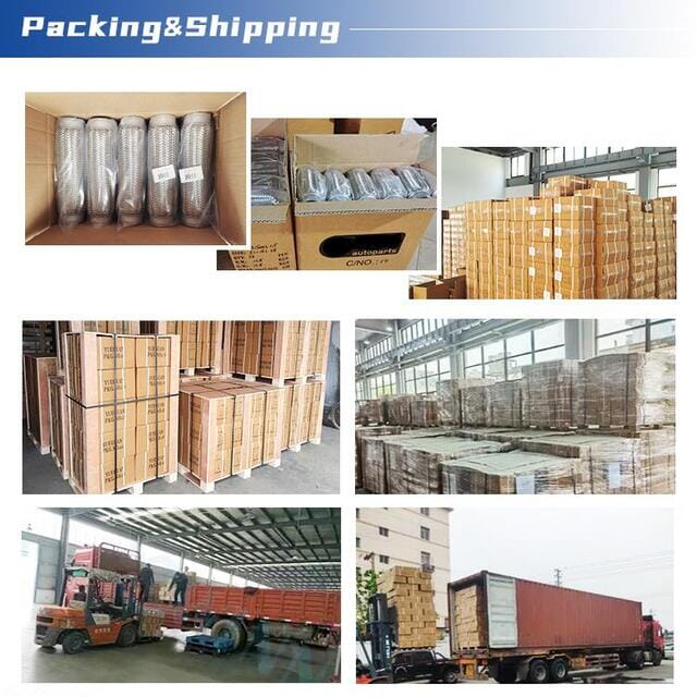 Bulk packaging and shipment of automotive exhaust flex pipes with interlock liner