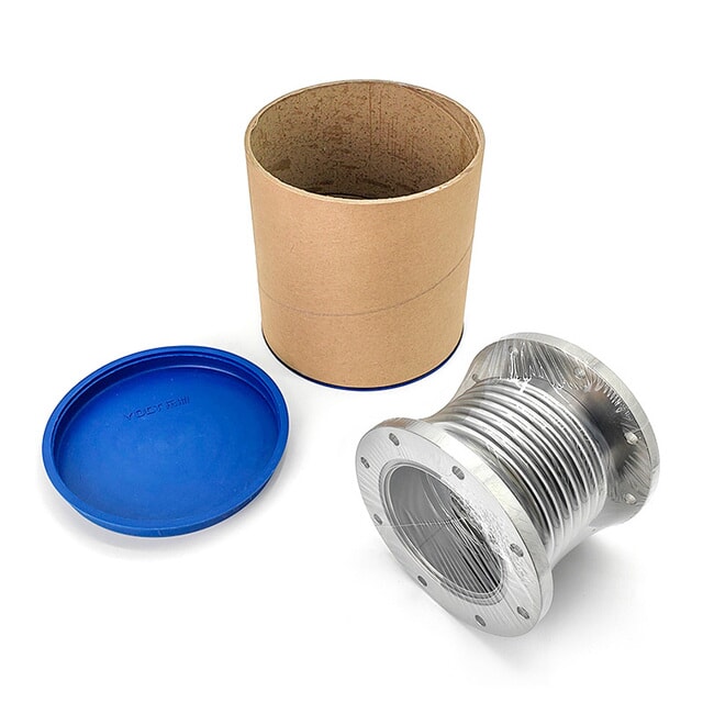 Packaged stainless steel flanged bellows expansion joint with protective wrapping