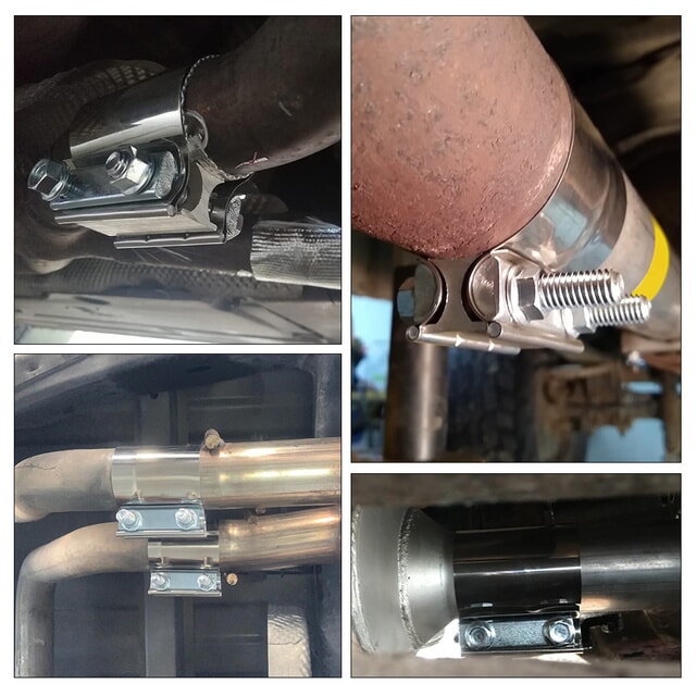 Butt Joint Clamps Installed on Automotive Exhaust Pipes