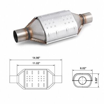 TWCAT003 universal catalytic converter dimensions