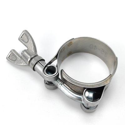 Wing nut quick release T-bolt clamp with stainless steel band