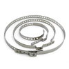 Adjustable stainless steel CV boot clamps in multiple sizes with perforated bands and locking tabs